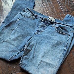 OLIVER LOGAN I Sustainable Distressed Slim Straight Leg Denim Jeans, 32W x 34L